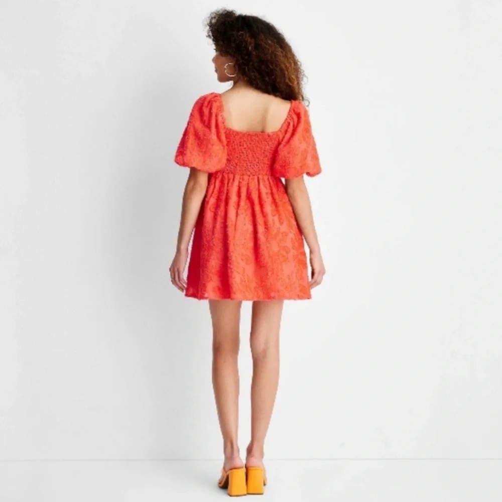 Future Collective Vibrant Orange Puff Sleeve Dress